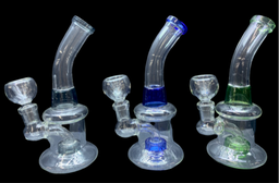 PART COLOR 7&quot; CIRC PERC BENT NECK WATER PIPE (1pc)