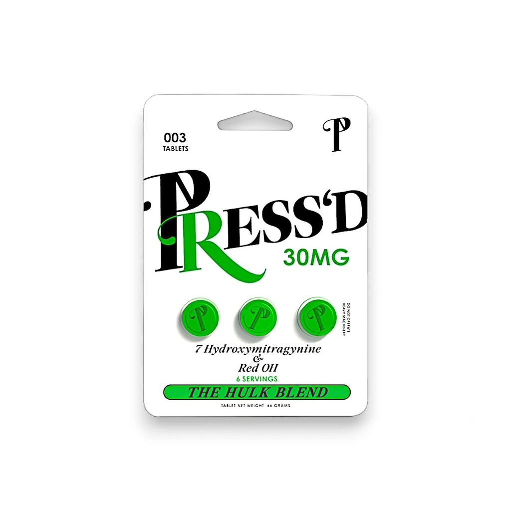 PRESS'D GREEN 7 Hydroxy 30mg 3ct Tablets (1PK)