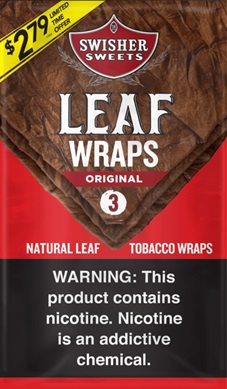 SWISHER LEAF WRAPS 3pk/$2.79 (10pcs)