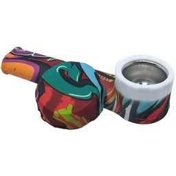 3.3" SILICONE SPOON HAND PIPE W/ METAL BOWL INSERT (1pc)