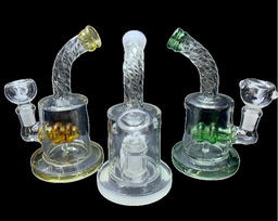 Single Perc Twisted Bent Neck 6" Water Pipe (1pc)
